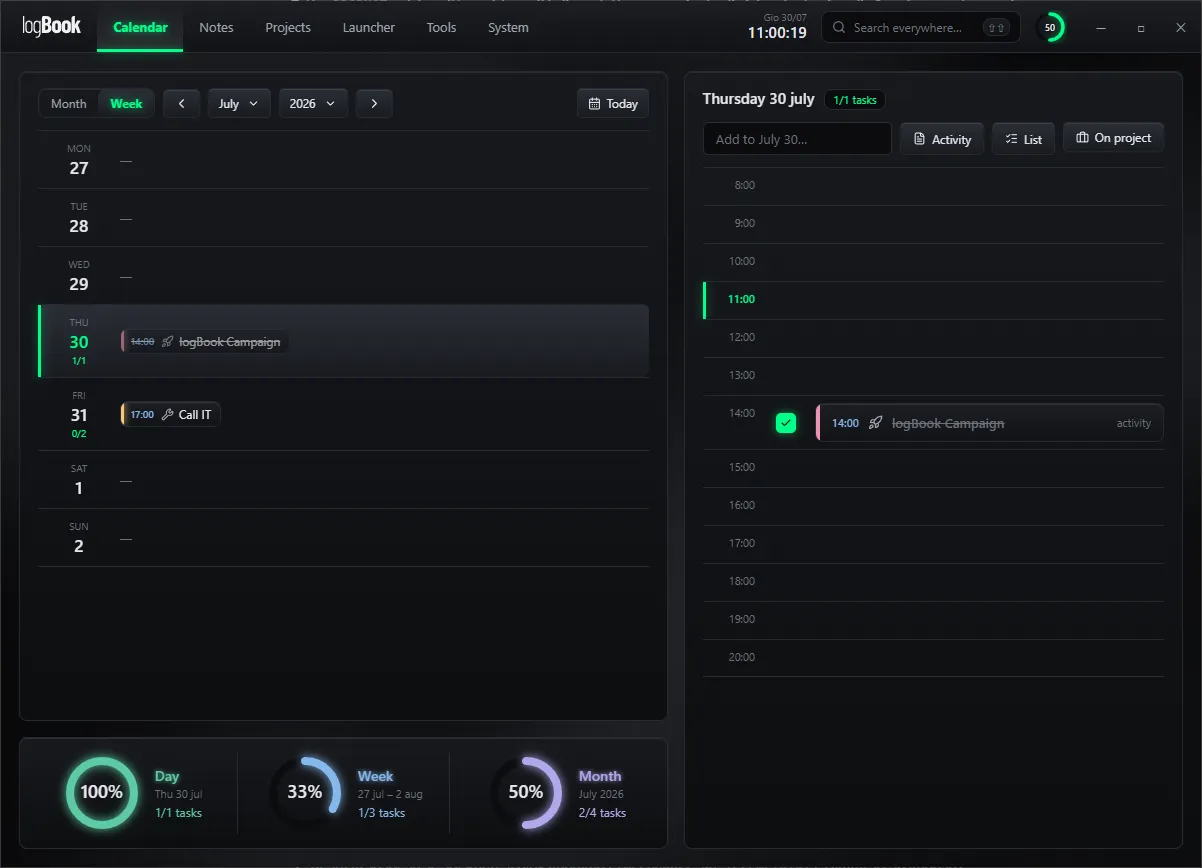 logBook — Calendar