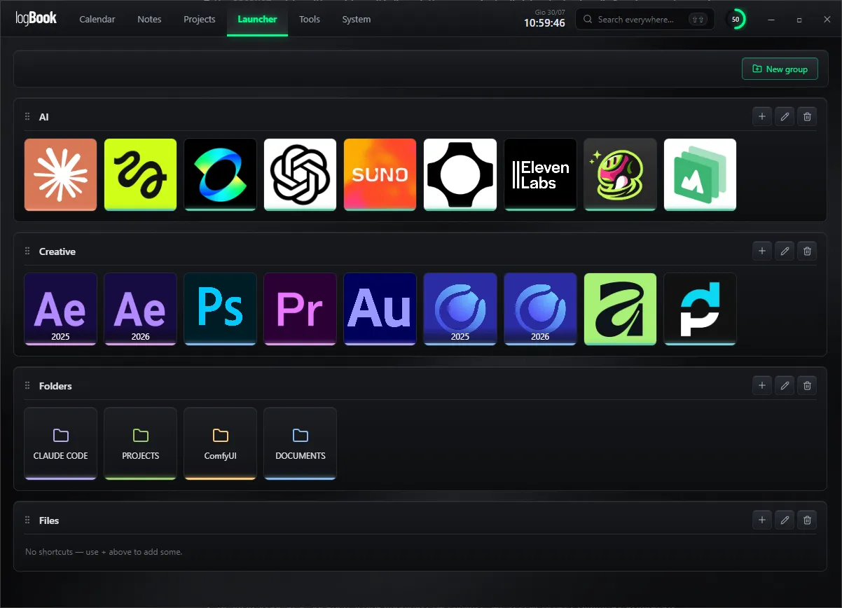 logBook — Launcher